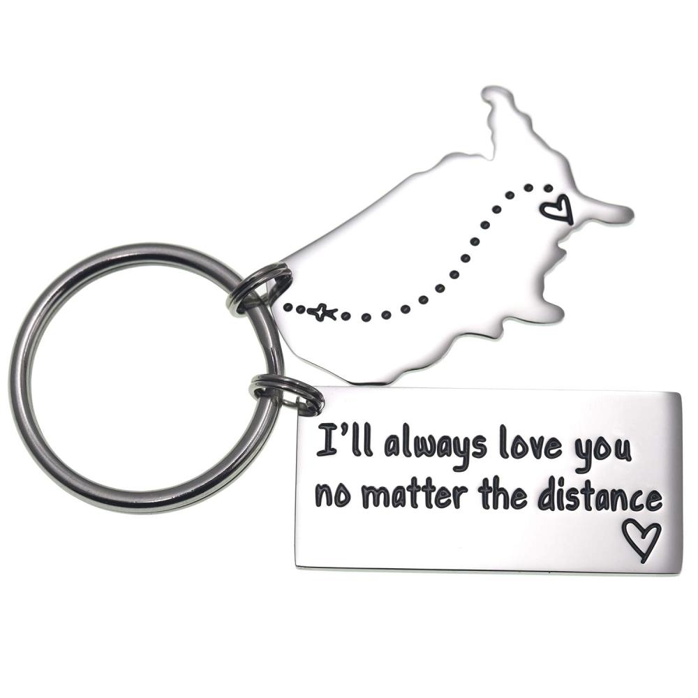 Love Keychains for Couples I Love You More Than The Miles Between Us I Will See You Soon Long I'll Always Love You No Matter The Distance Long