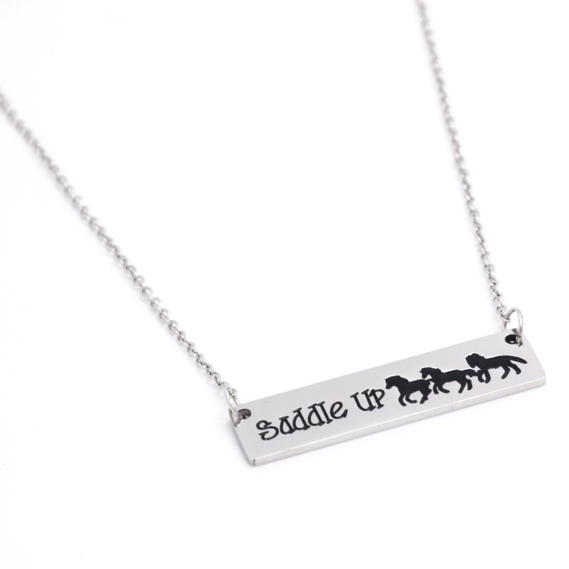 LParkin Saddle Up Horse Necklace Horse Lover Necklaces Stainless Steel Horse Jewelry