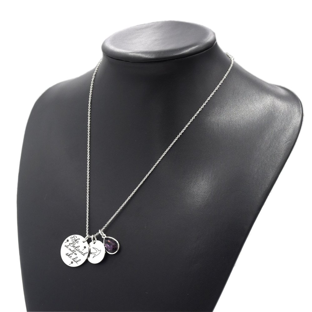 LParkin She Believed She Could So She Did Pendant Necklace Birthstone Motivation Jewelry
