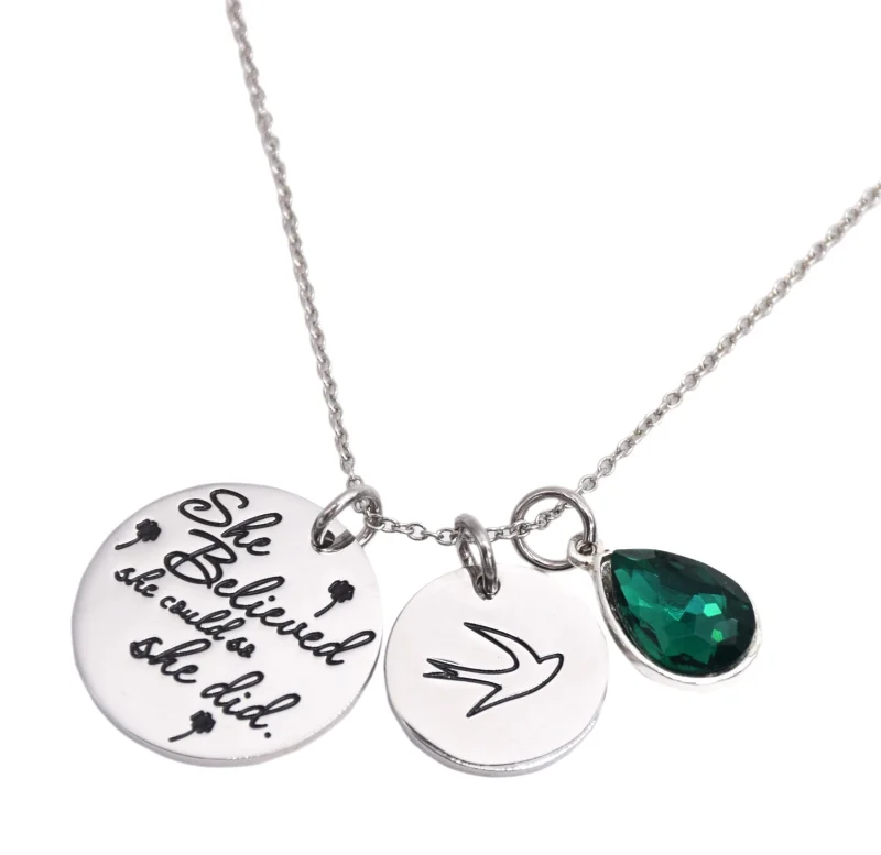 LParkin She Believed She Could So She Did Pendant Necklace Birthstone Motivation Jewelry