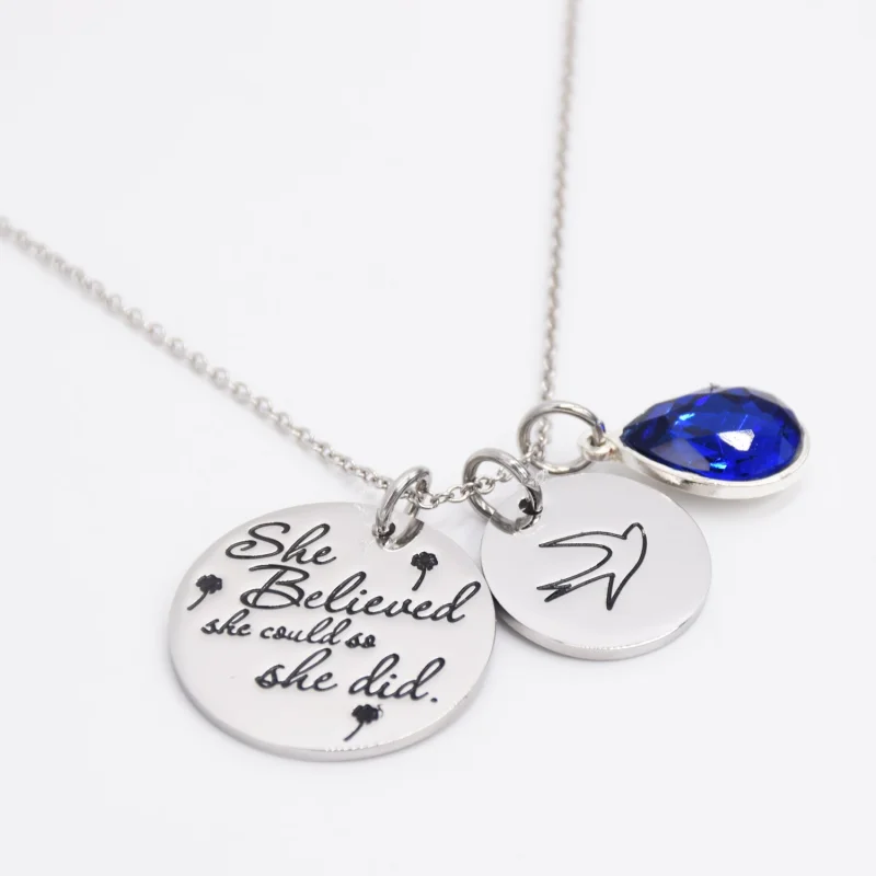 LParkin She Believed She Could So She Did Pendant Necklace Birthstone Motivation Jewelry