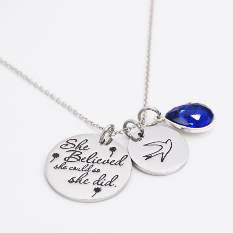 LParkin She Believed She Could So She Did Pendant Necklace Birthstone Motivation Jewelry