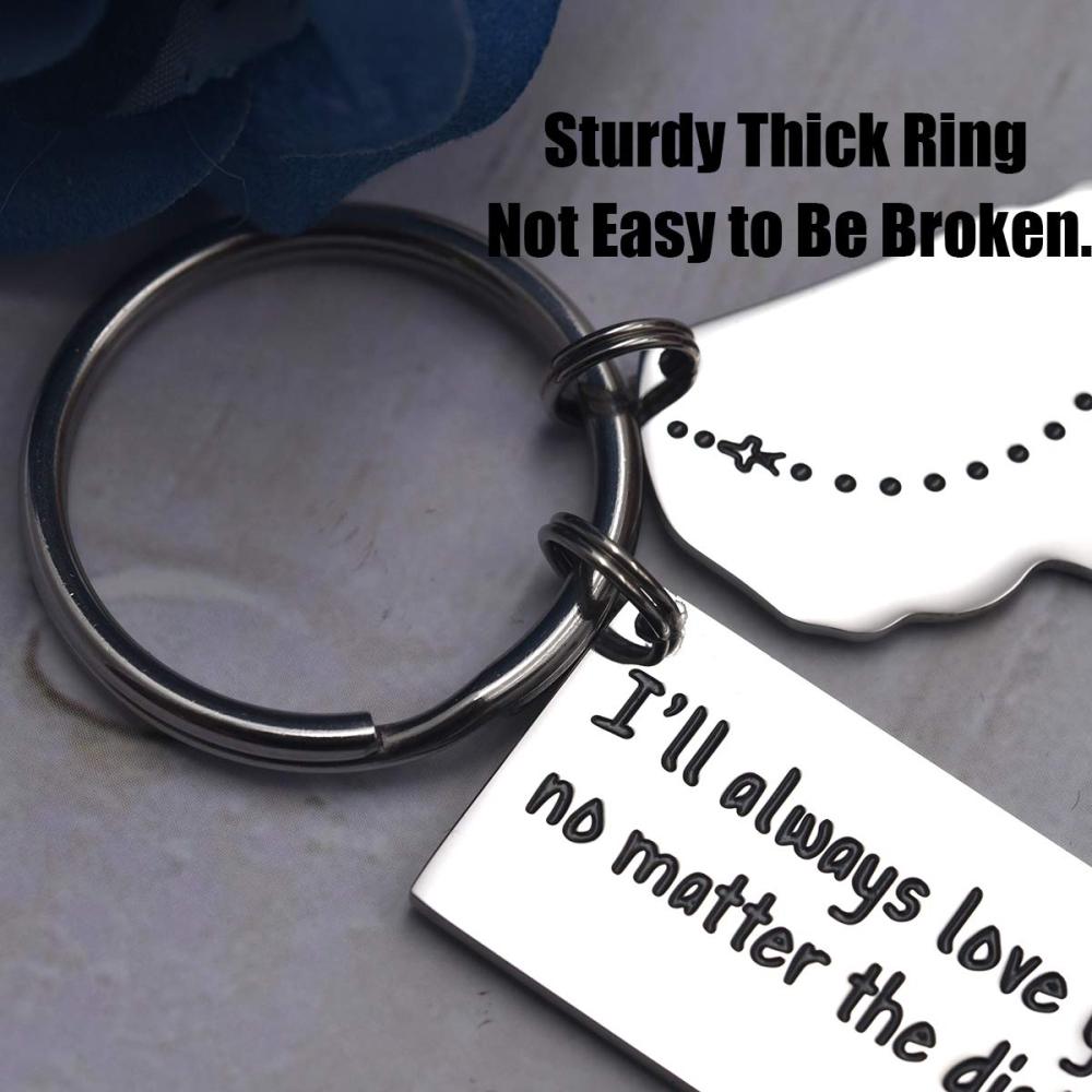 Love Keychains for Couples I Love You More Than The Miles Between Us I Will See You Soon Long I'll Always Love You No Matter The Distance Long