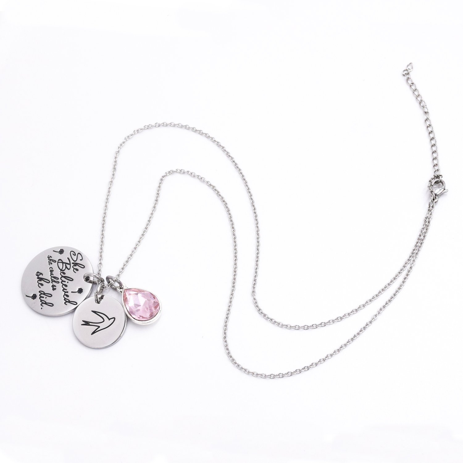 LParkin She Believed She Could So She Did Pendant Necklace Birthstone Motivation Jewelry