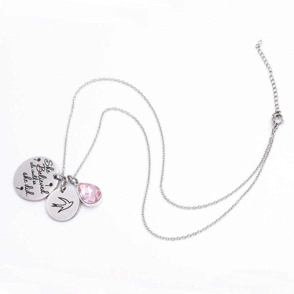 LParkin She Believed She Could So She Did Pendant Necklace Birthstone Motivation Jewelry