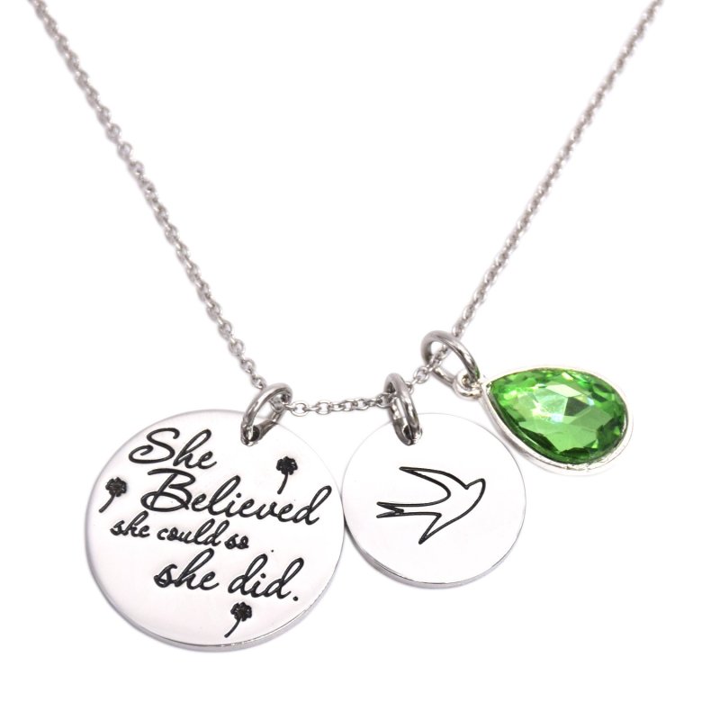 LParkin She Believed She Could So She Did Pendant Necklace Birthstone Motivation Jewelry