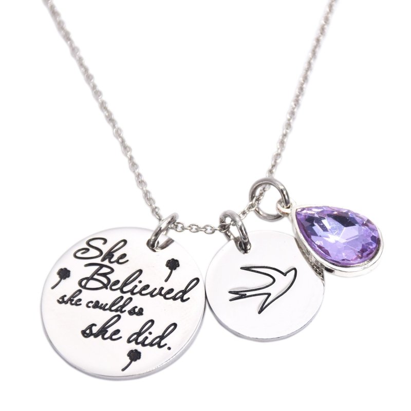 LParkin She Believed She Could So She Did Pendant Necklace Birthstone Motivation Jewelry