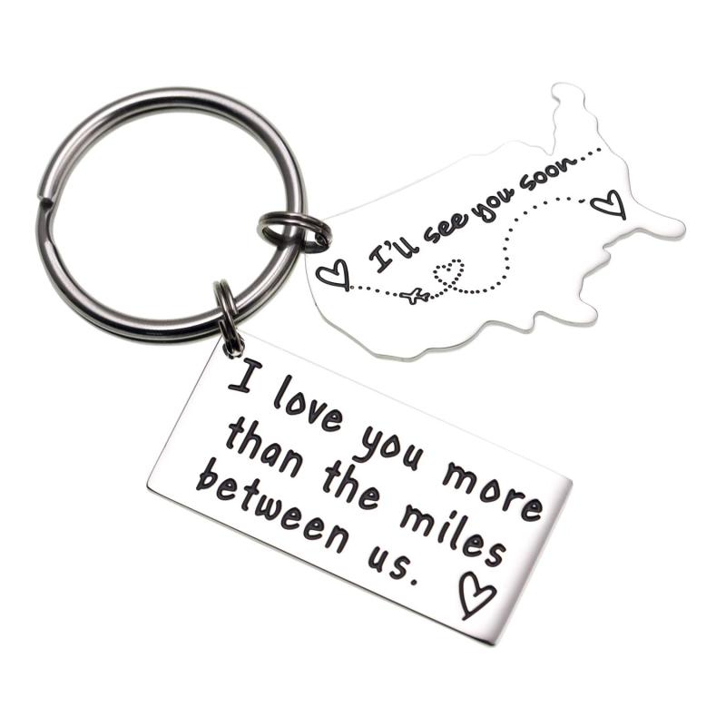 Love Keychains for Couples I Love You More Than The Miles Between Us I Will See You Soon Long I'll Always Love You No Matter The Distance Long