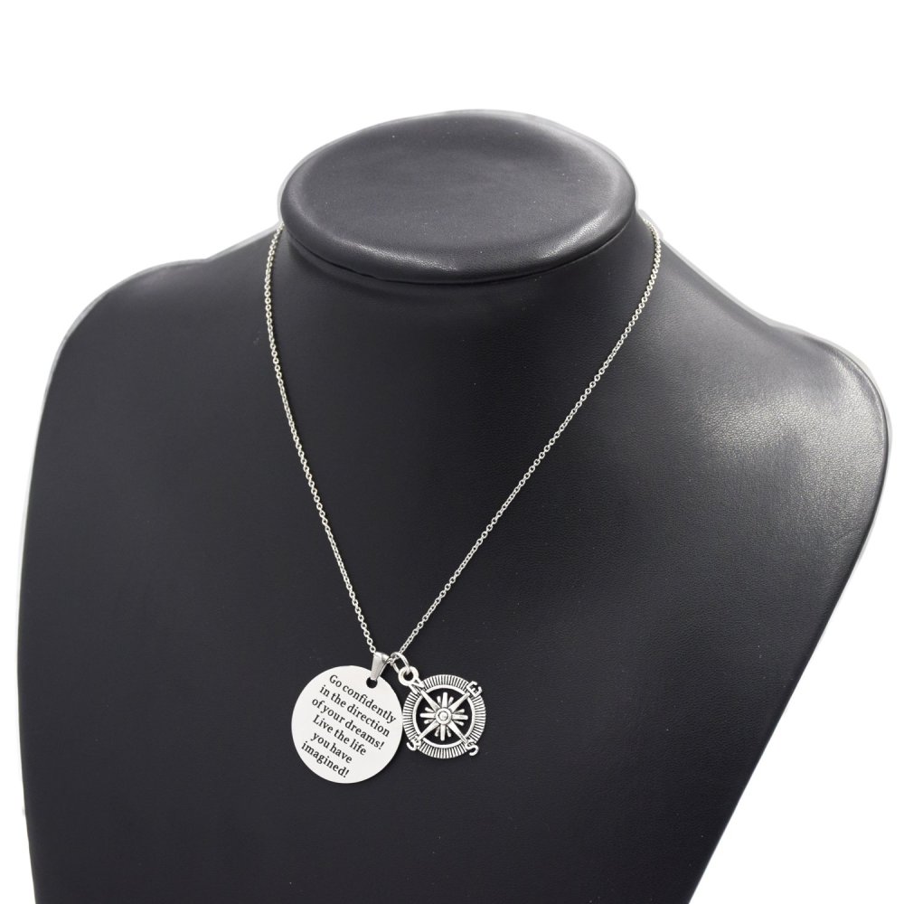 LParkin 2020 Graduation Gifts for Her Go Confidently in The Direction of Your Dreams Necklace Keychain Grad Gifts Stainless Steel