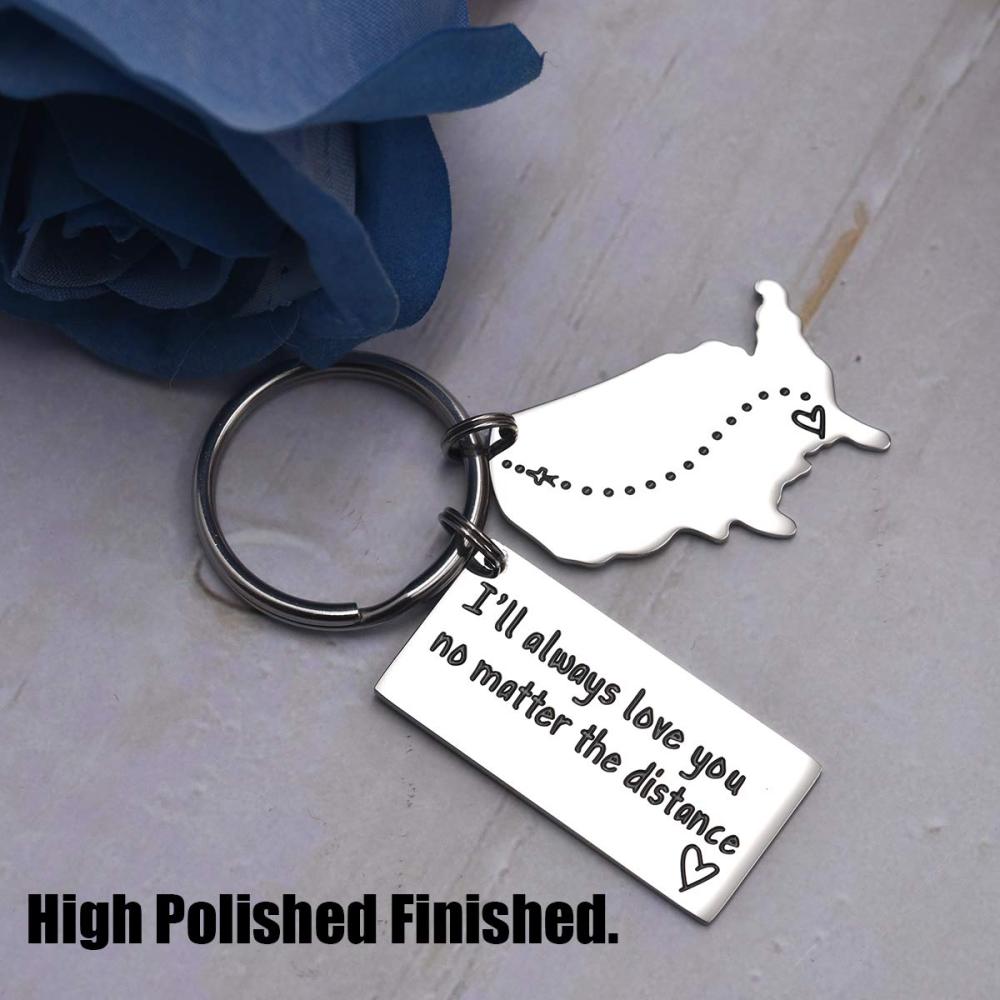 Love Keychains for Couples I Love You More Than The Miles Between Us I Will See You Soon Long I'll Always Love You No Matter The Distance Long