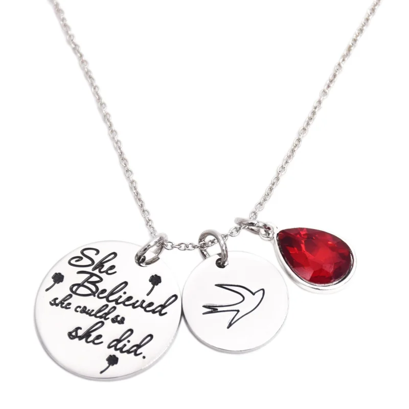 LParkin She Believed She Could So She Did Pendant Necklace Birthstone Motivation Jewelry