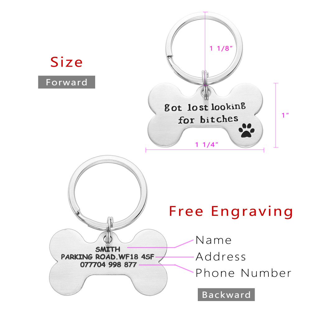 Lparkin Got Lost Looking for Bitches Dog ID Tag Backside customized- Unique Pet Id Tag - Dog Tag - Cat Tag - Custom Pet Tag
