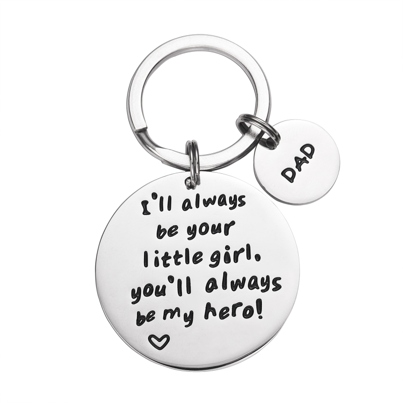Father's Day Keychain - I'll Always Be Your Little Girl You Will Always Be My Hero Backside Personalized Keychain For Dad