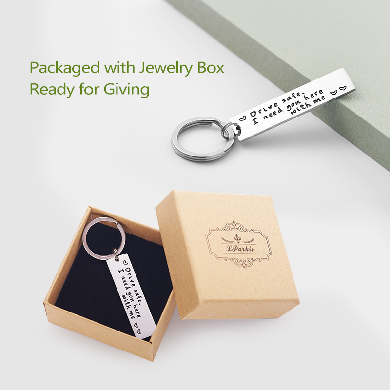 LParkin Drive Safe Keychain,I Need You Here with Me Backside Personalized Keychains for Boyfriend Sentimental Gifts I Miss You Gifts for Him