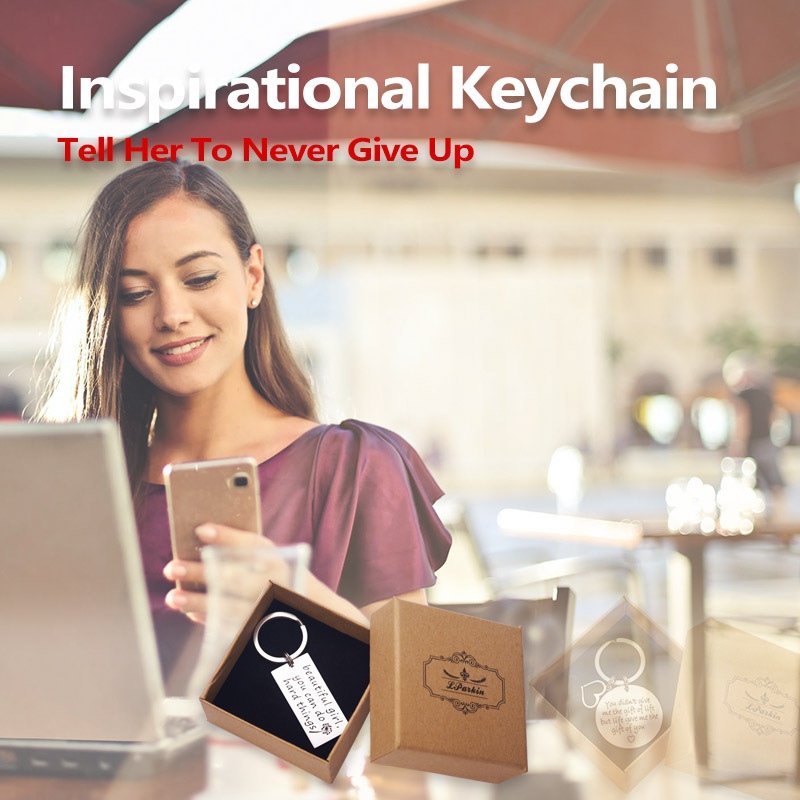 Beautiful Girl You Can Do Hard Things Inspirational Keychain Backside Personalized Motivational Gifts for Women