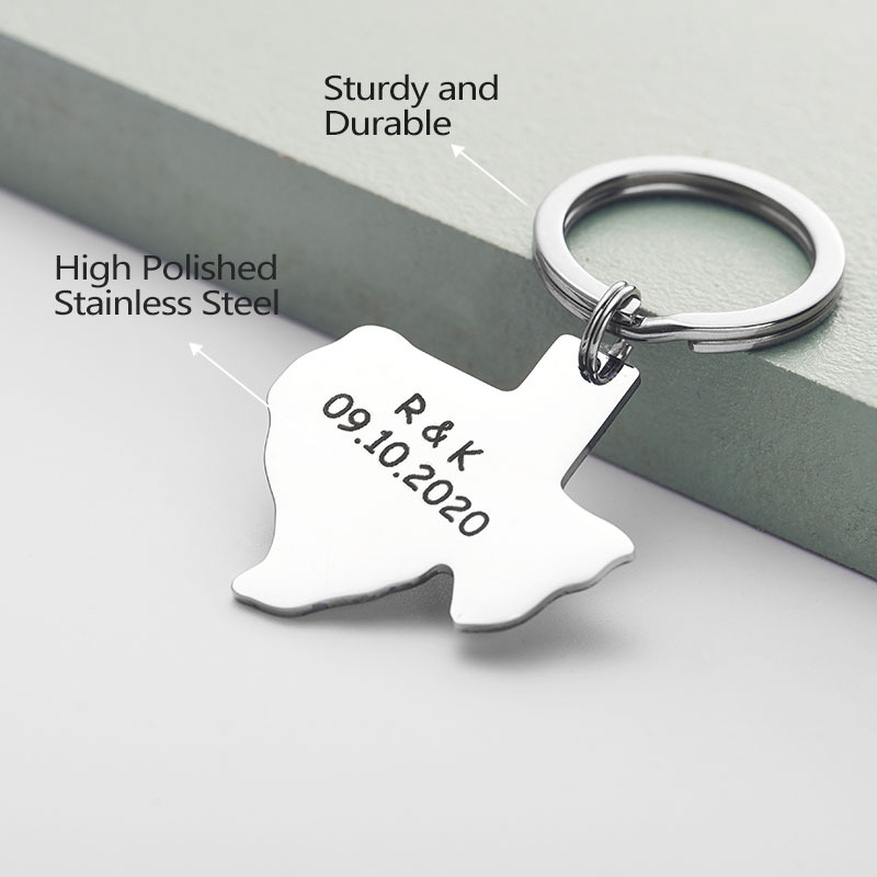 Texas Keychain I Love You to Texas & Back Backside Personalized Long Distance Relationships Gifts Texas Gifts