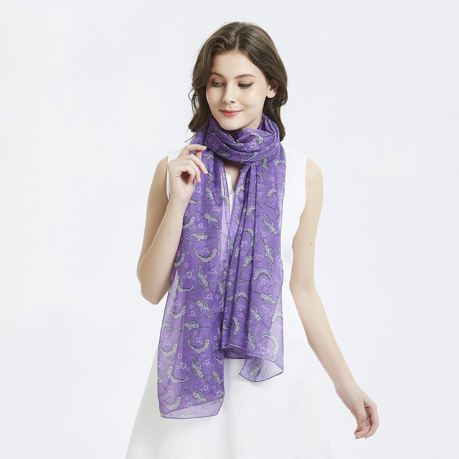 Narwhal Women Scarves Lightweight Shawl Head Wraps