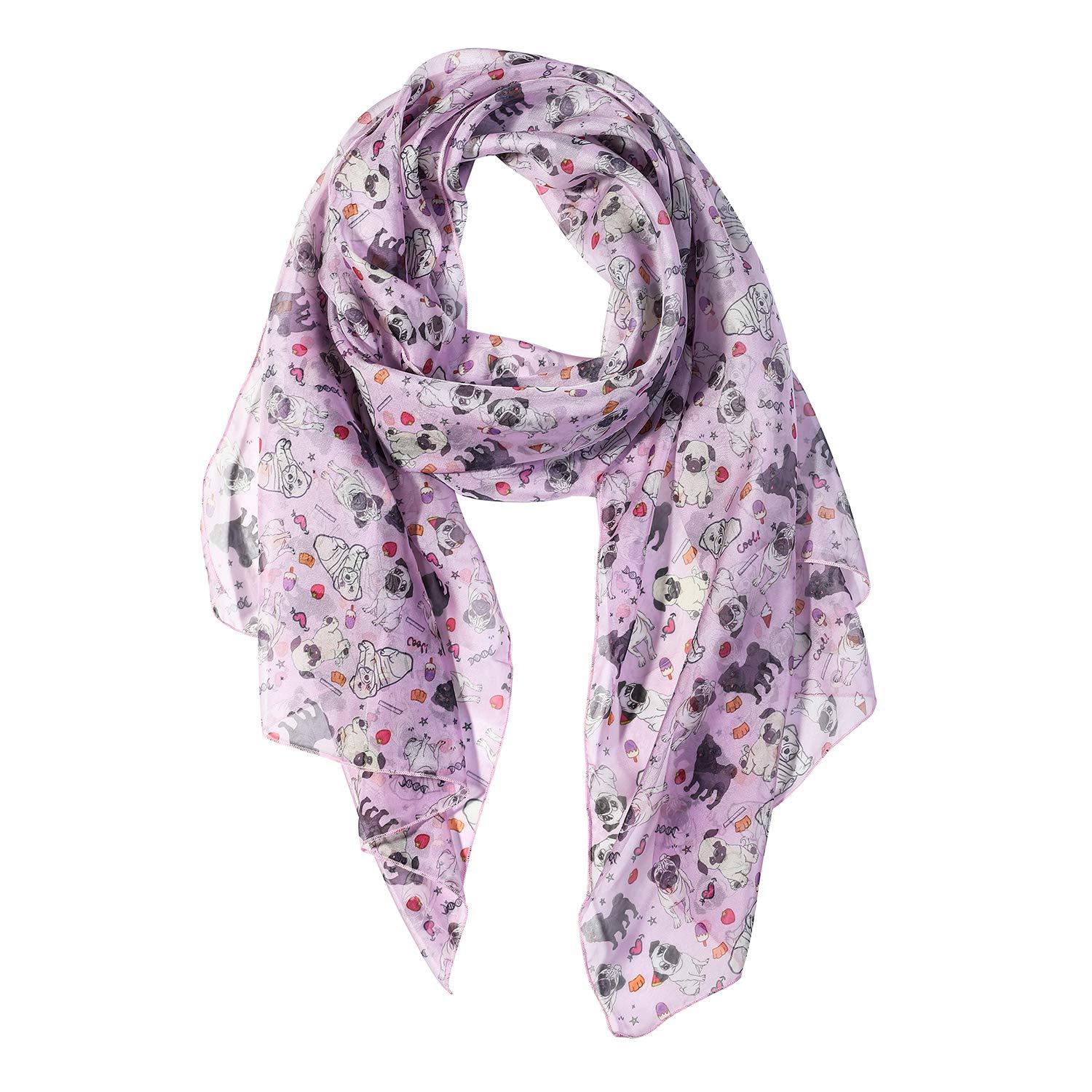 Pug Dog Women Scarves Lightweight Shawl Head Wraps