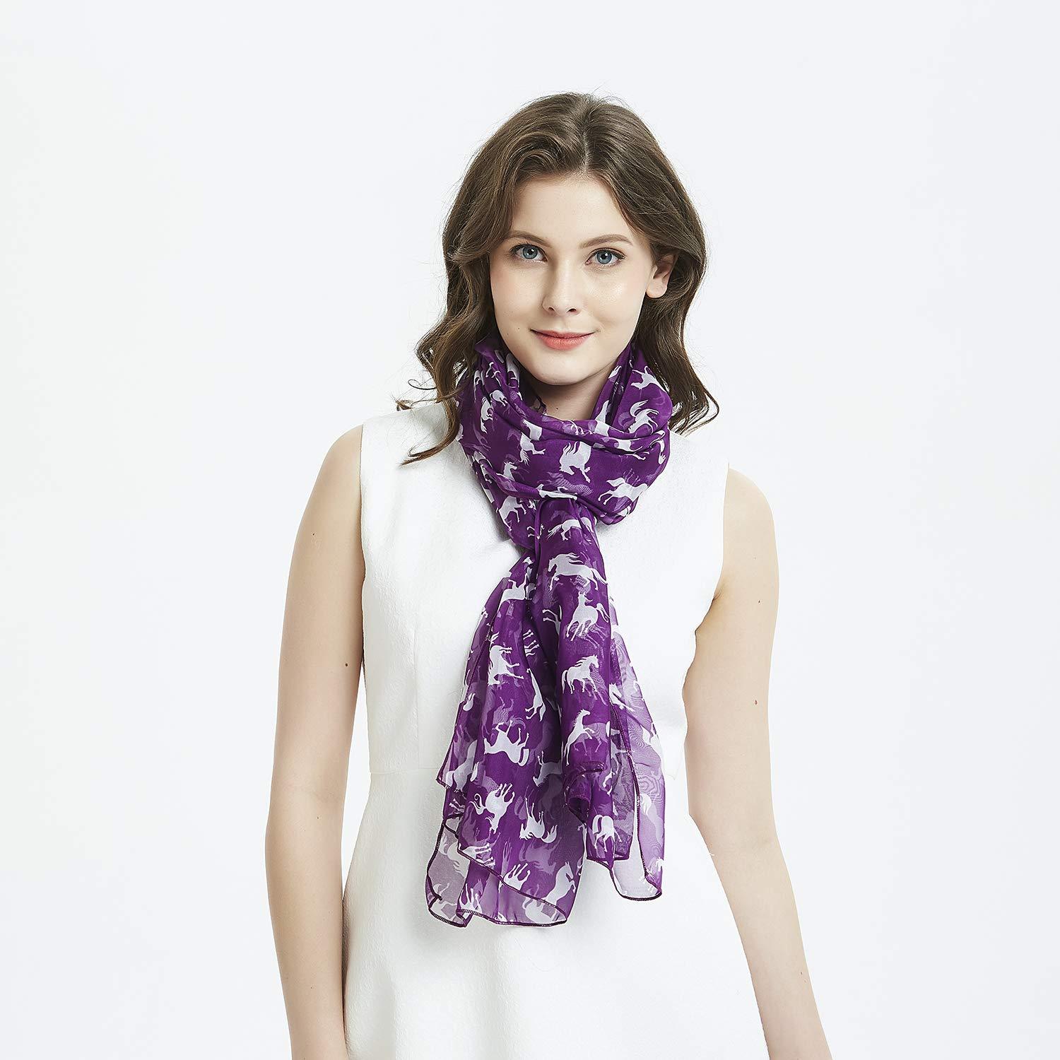 White Horse Women Scarves Lightweight Shawl Head Wraps