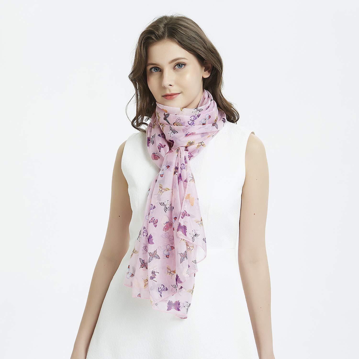 Colorful Butterfly Women Scarves Lightweight Shawl Head Wraps