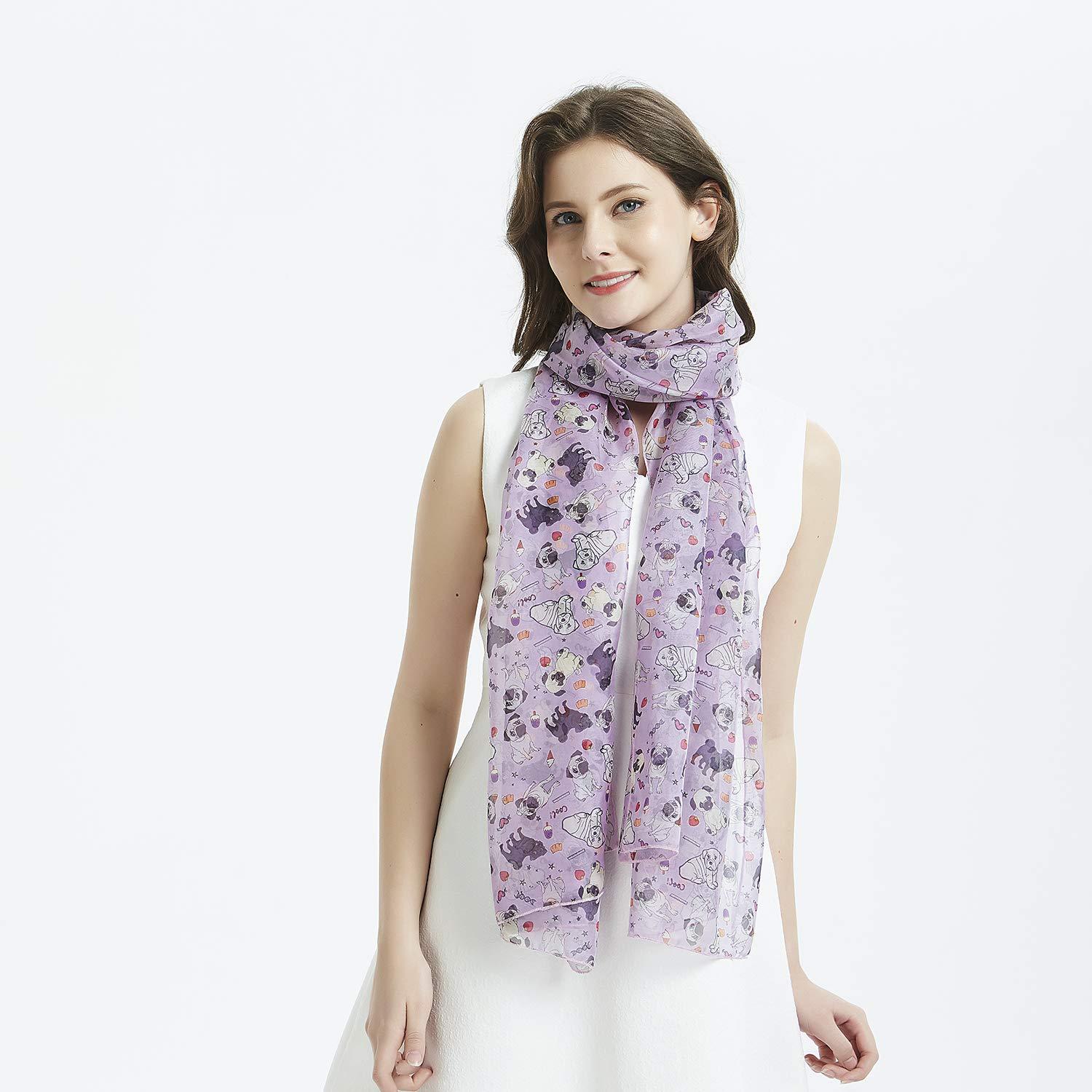Pug Dog Women Scarves Lightweight Shawl Head Wraps