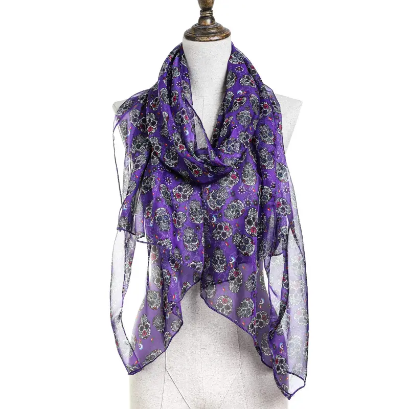 Sugar Skull Women Scarves Lightweight Shawl Head Wraps