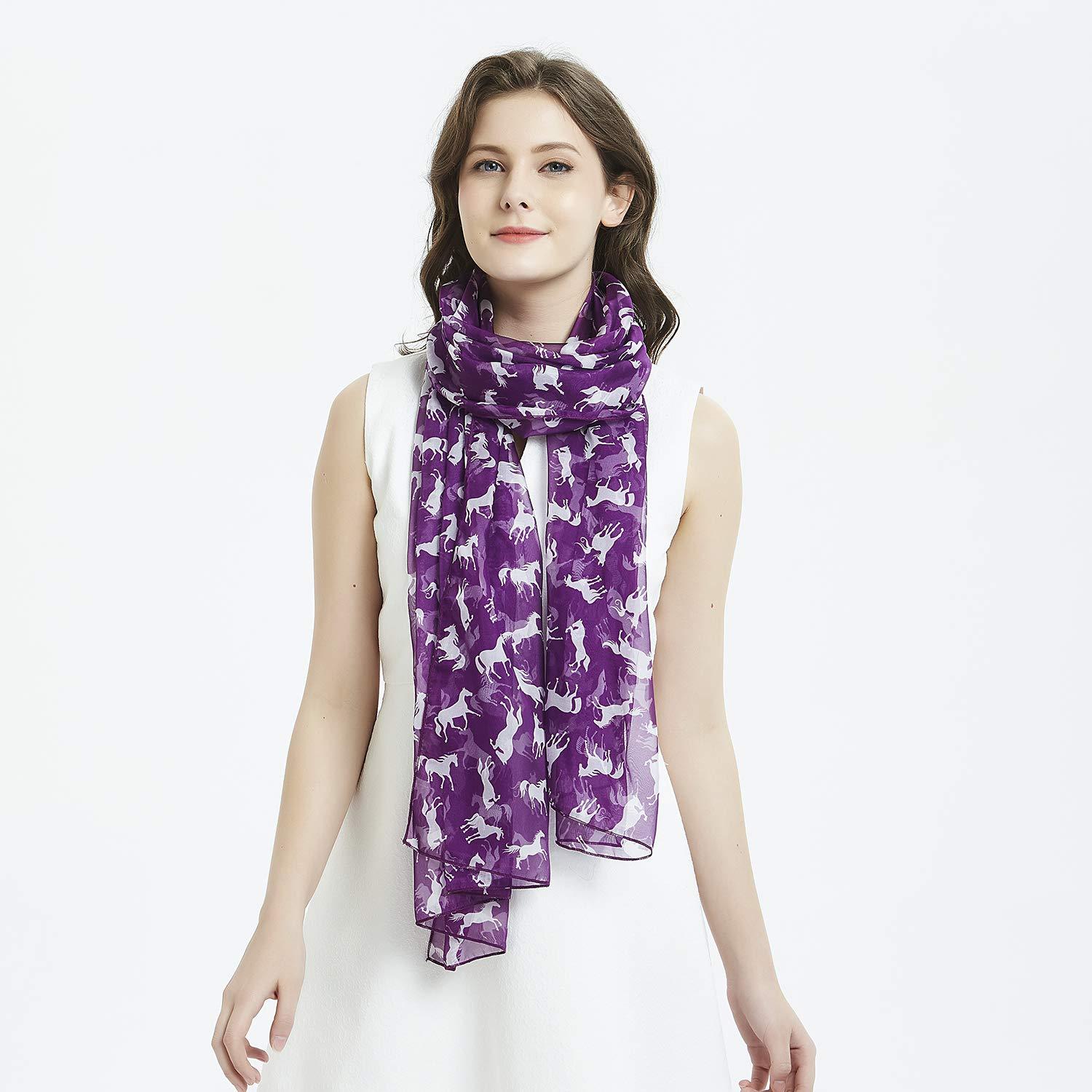 White Horse Women Scarves Lightweight Shawl Head Wraps