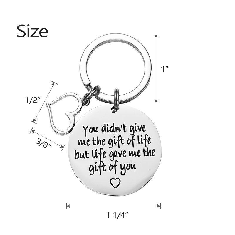 Stepmother Keychain You Didn't Give Me The Gift of Life But Life Gave Me The Gift of You Backside Personalized  Stepfather Gifts Bonus Dad Gifts Bonus