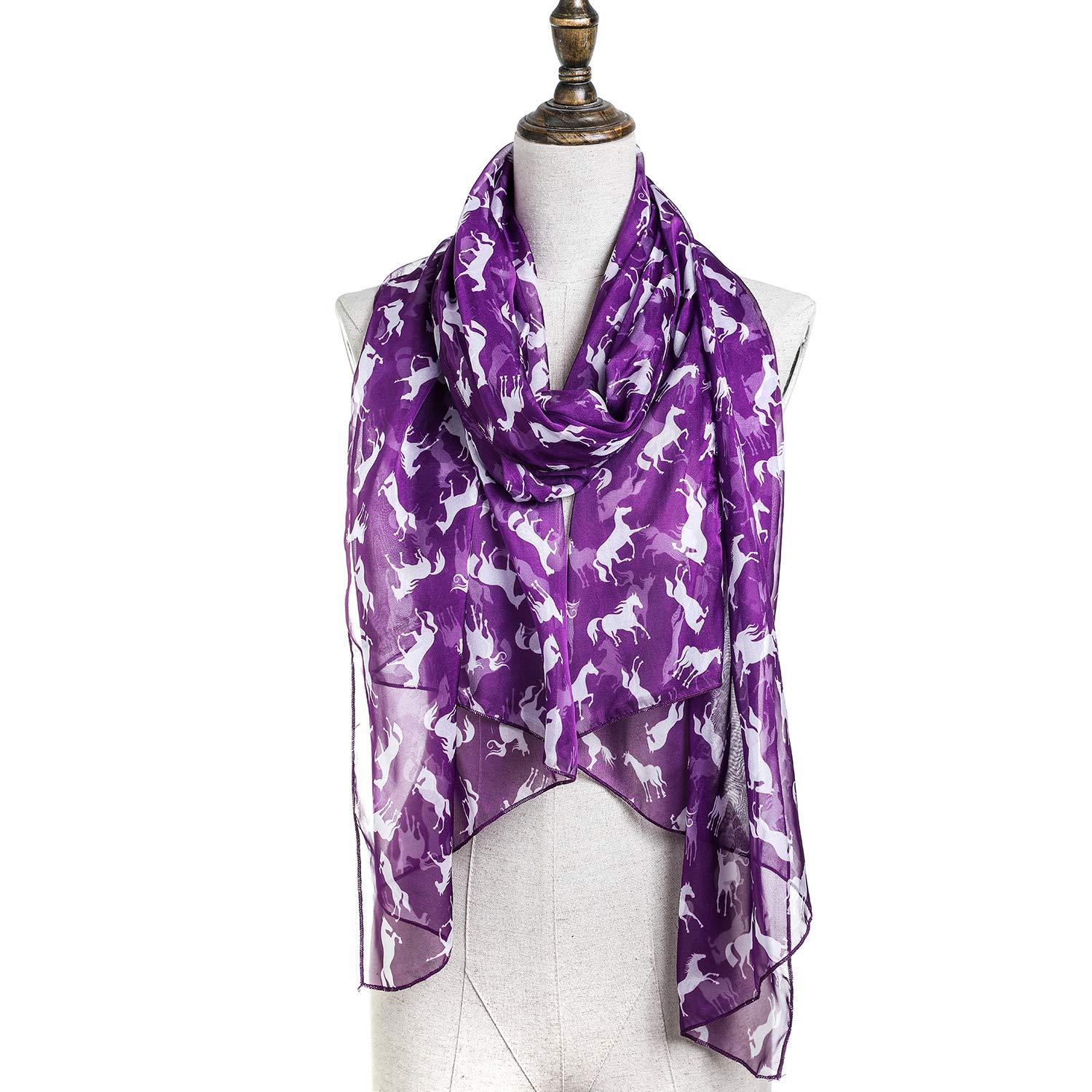 White Horse Women Scarves Lightweight Shawl Head Wraps