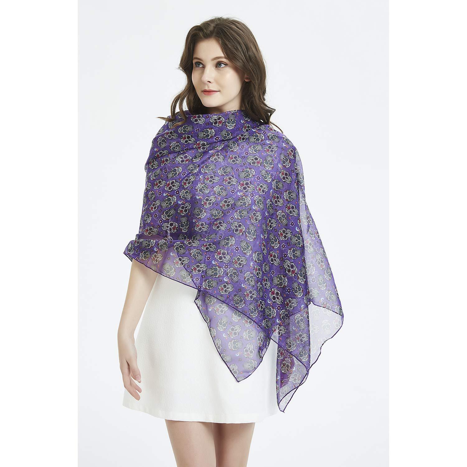 Sugar Skull Women Scarves Lightweight Shawl Head Wraps