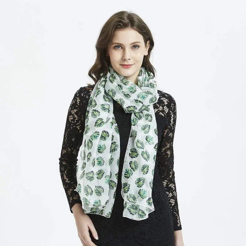 Tropical Leaves Women Scarves Lightweight Shawl Head Wraps