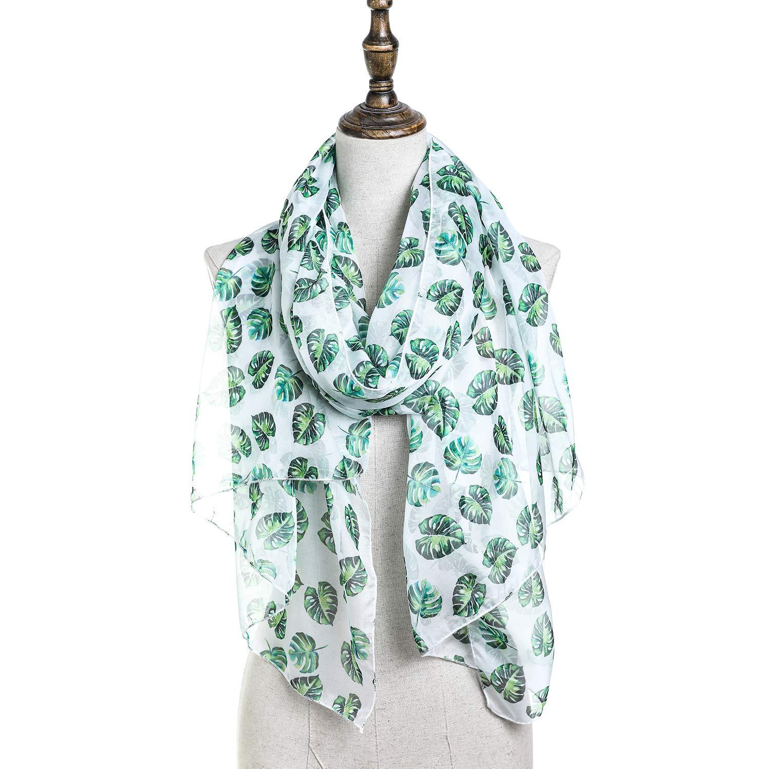 Tropical Leaves Women Scarves Lightweight Shawl Head Wraps