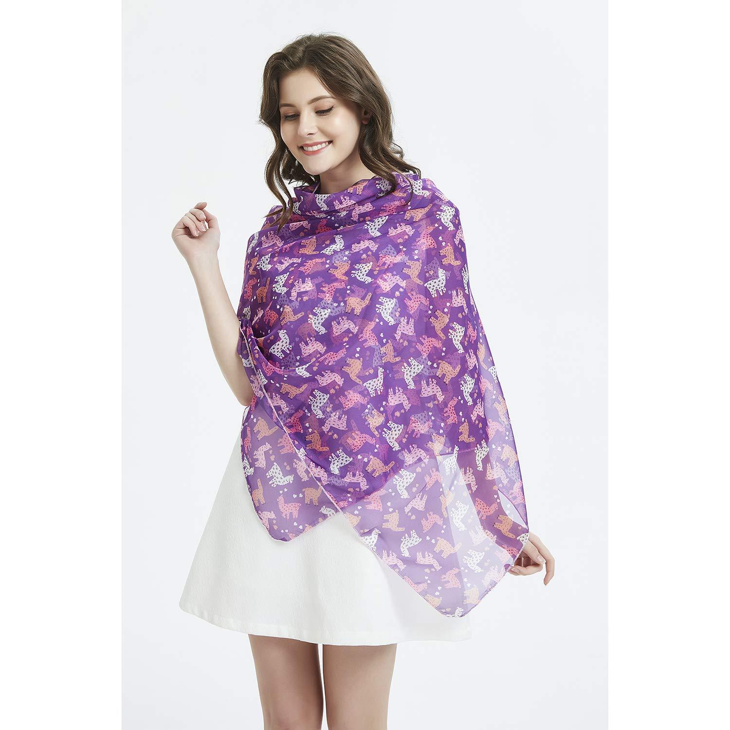 Llama Women Scarves Lightweight Shawl Head Wraps