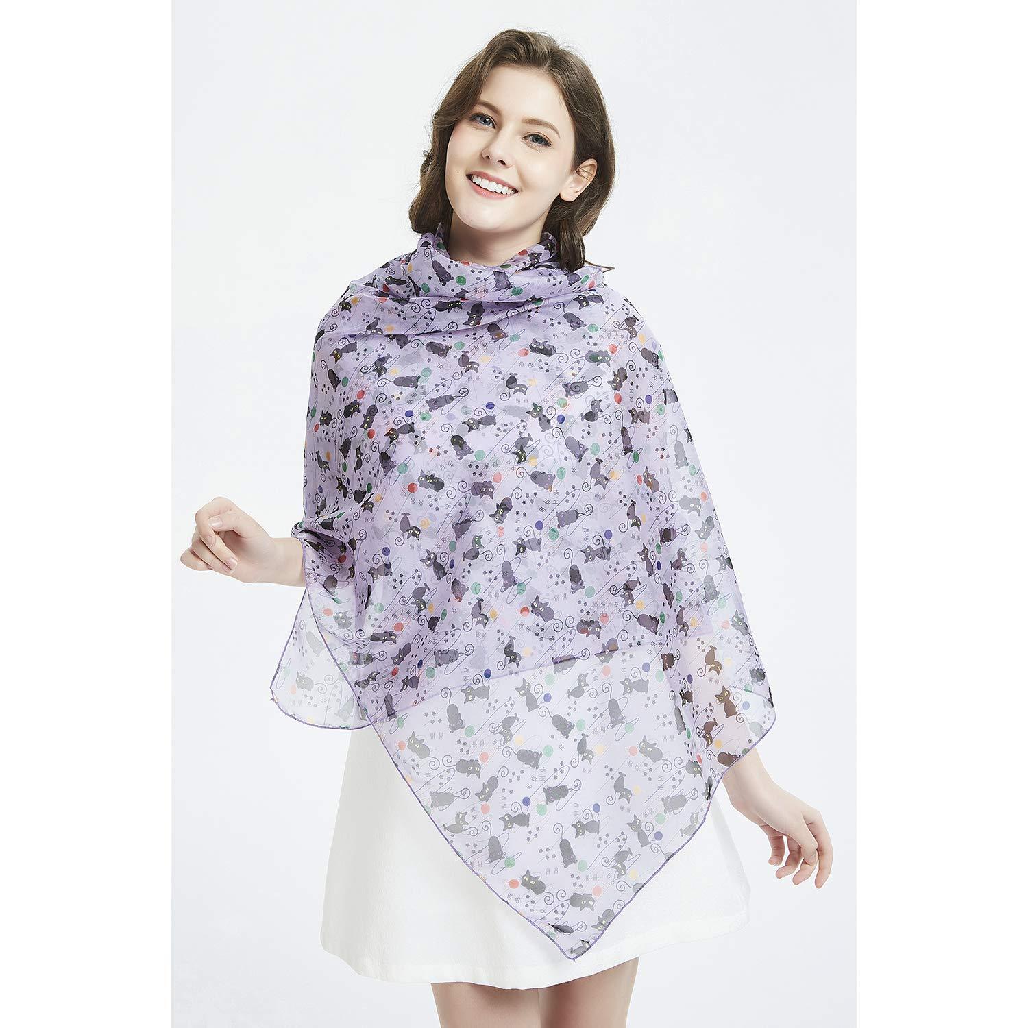 Knitting Cat Women Scarves Lightweight Shawl Head Wraps