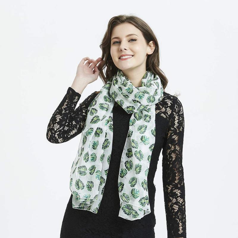 Tropical Leaves Women Scarves Lightweight Shawl Head Wraps