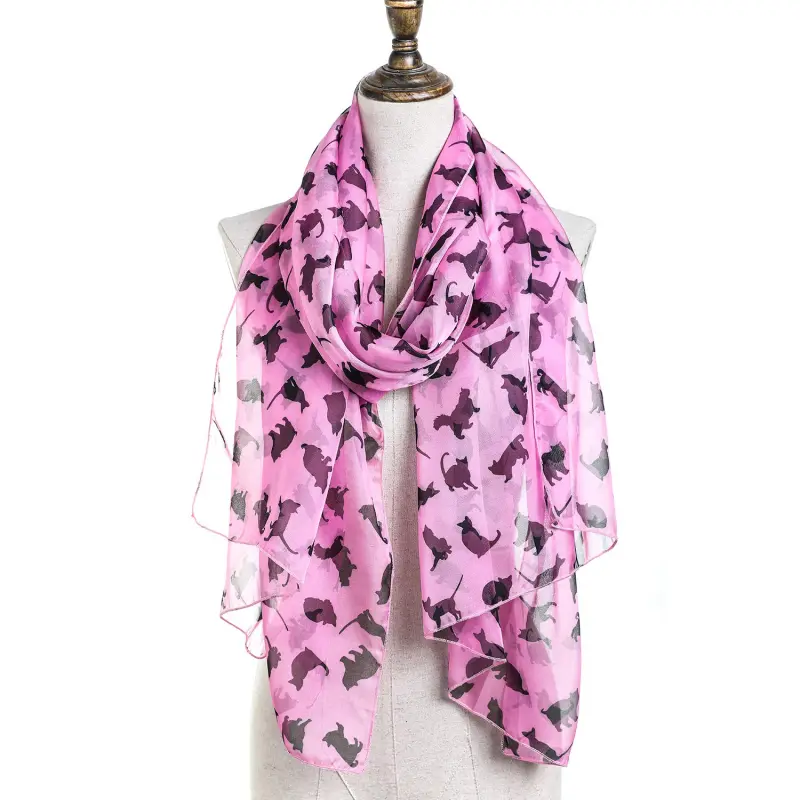 Black Cat Women Scarves Lightweight Shawl Head Wraps