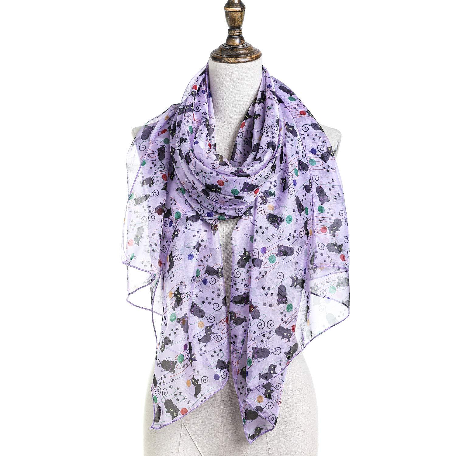 Knitting Cat Women Scarves Lightweight Shawl Head Wraps