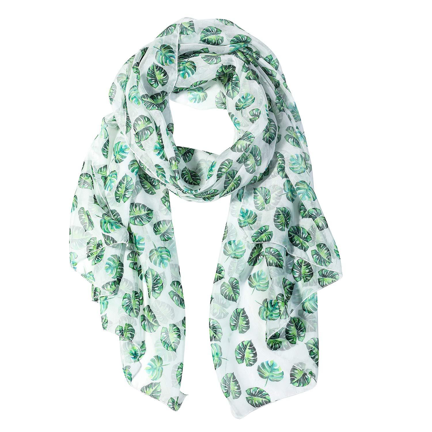 Tropical Leaves Women Scarves Lightweight Shawl Head Wraps