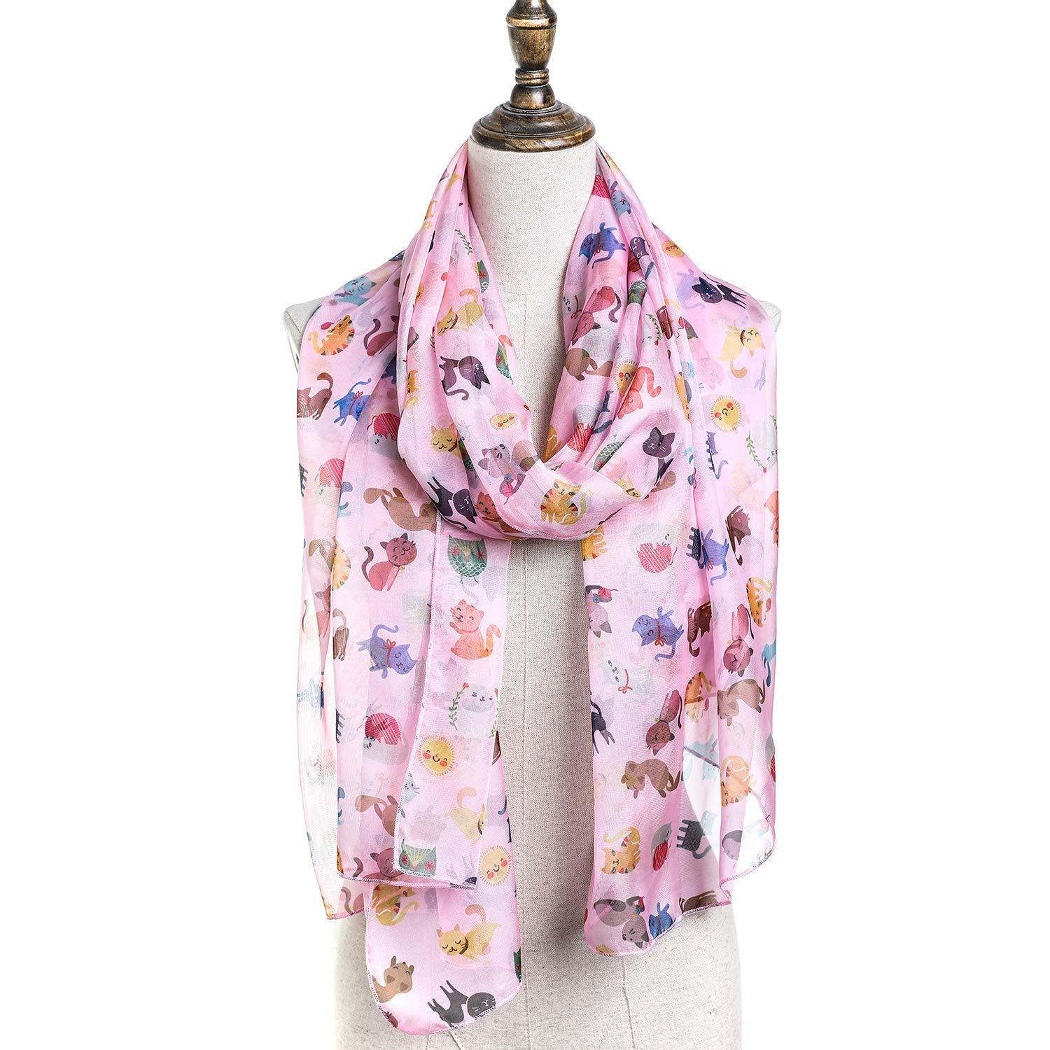 Colorful Cats Women Scarves Lightweight Shawl Head Wraps
