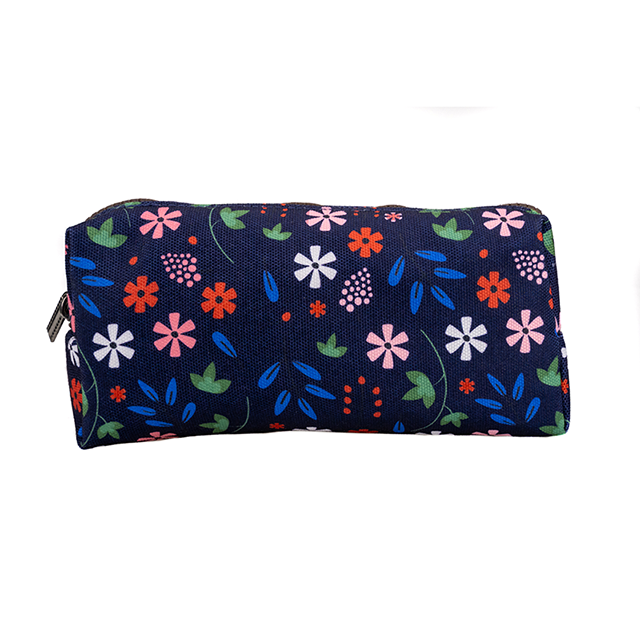 Floral Pencil Case Students Capacity Canvas Pen Gadget Bag Box Pouch Stationary Teacher Gift Case Makeup Cosmetic Bag Stationary for girls (Black)