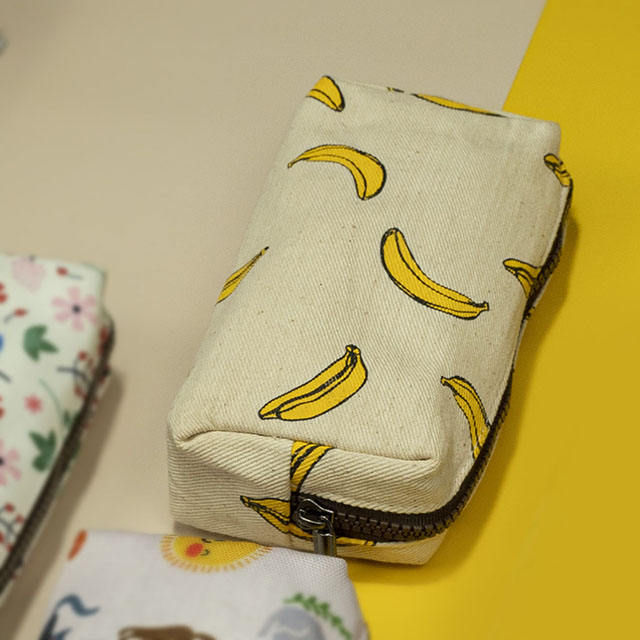 LParkin Bananas Students Super Large Gadget Capacity for Girls Gift Canvas Pencil Case Box Pen Bag Pouch Stationary Case Makeup Kawaii Cosmetic Cute