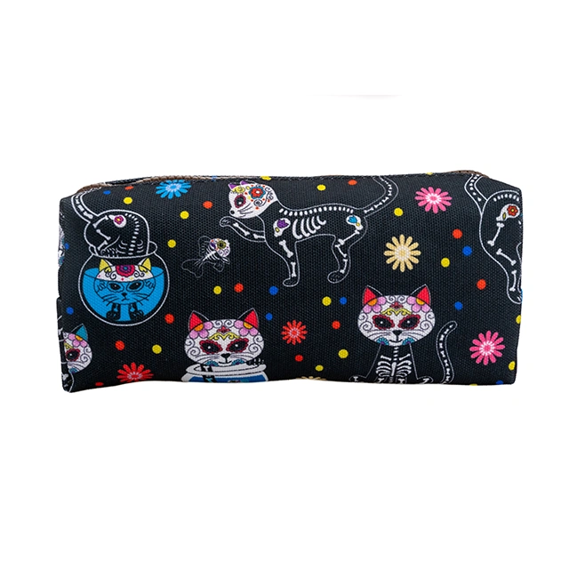 LParkin Day of The Dead Cat Pencil Case for Girls Pouch Teacher Gift Gadget Bag Make Up Case Cosmetic Bag Stationary School Supplies Kawaii Pencil Box