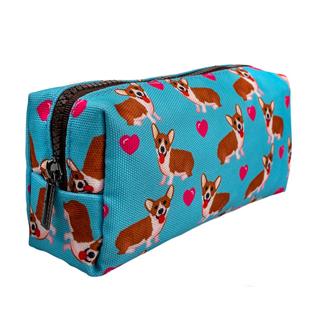 ZJBLHEQ Corgi Dog Face Small Pen Case Cute Organizer Stationery Large Capacity Makeup Bag with Zipper Pouch Holder Box for Office Travel Gift