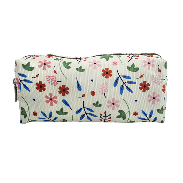 LParkin Floral Large Capacity Flower Canvas Pencil Case for Girls Teacher Gift Gadget Pen Bag Pouch Stationary Case Makeup Cosmetic Student Bag Box