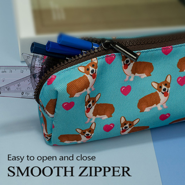 LParkin Cute Corgi Pencil Case for Girls Pouch Teacher Gift Gadget Bag Make Up Case Cosmetic Bag Stationary School Supplies Kawaii Pencil Box