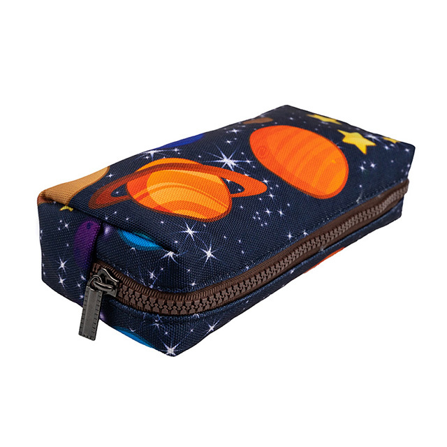 LParkin Space Canvas Student Galaxy Pencil Case Gifts for Boys Pen Bag Pouch Box Gadget Stationary Case Makeup Cosmetic Bag (Black)