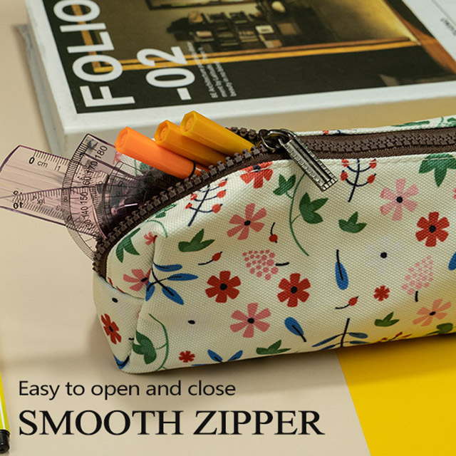 LParkin Floral Large Capacity Flower Canvas Pencil Case for Girls Teacher Gift Gadget Pen Bag Pouch Stationary Case Makeup Cosmetic Student Bag Box