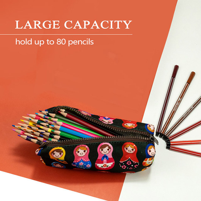 LParkin Cute Maryoshka Doll Pencil Case for Girls Pouch Teacher Gift Gadget Bag Make Up Case Cosmetic Bag Stationary School Supplies Kawaii Pencil Box