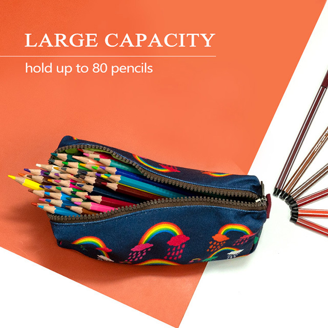 LParkin Rainbow Pencil Case for Girls Pouch Teacher Gift Gadget Bag Make Up Case Cosmetic Bag Stationary School Supplies Kawaii Pencil Box