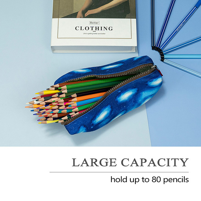 LParkin Galaxy Pencil Case for Boys Space Canvas Pen Bag Pouch Gadget Stationary Case Makeup Cosmetic Bag Students Box